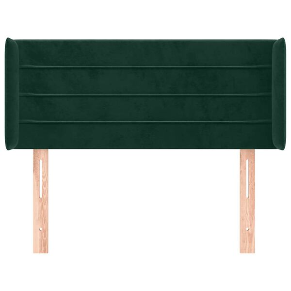 vidaXL T&ecirc;te de lit avec oreilles Vert fonc&eacute; 83x16x78/88 cm Velours