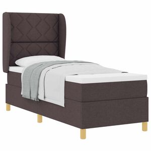 vidaXL Lit &agrave; ressorts avec coussin Marron fonc&eacute; 200 x 80 cm tissu