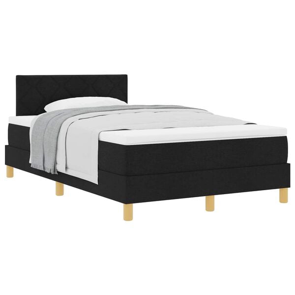 vidaXL Lit &agrave; ressorts avec matelas Noir 120 x 200 cm tissu