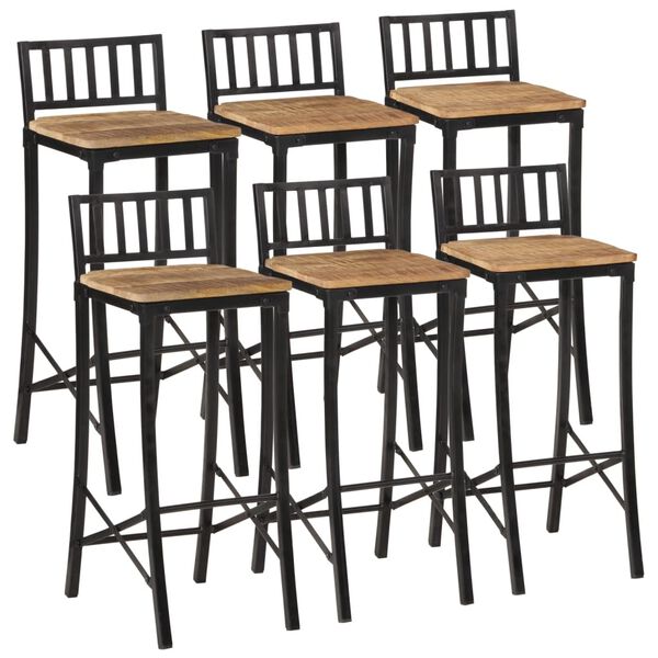 vidaXL Ensemble de bar 7 pcs bois de manguier brut massif et m&eacute;tal