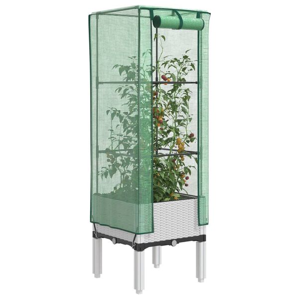 vidaXL Jardini&egrave;re sur&eacute;lev&eacute;e avec housse aspect rotin 40x40x140 cm