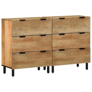vidaXL Buffets 2 pcs marron 60x33x75 cm bois massif de manguier