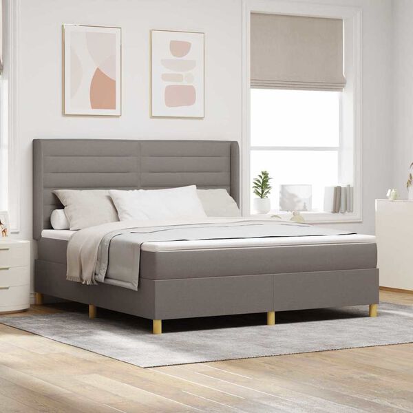 vidaXL Lit &agrave; ressorts avec matelas Taupe 180 x 200 cm tissu