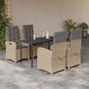 vidaXL Ensemble &agrave; manger de jardin coussins 5 pcs m&eacute;lange beige rotin