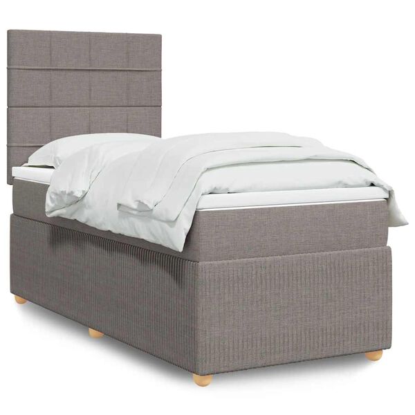 vidaXL Sommier &agrave; lattes de lit avec matelas Taupe 80x200 cm Tissu