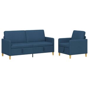 vidaXL Canap&eacute; avec rangement 2 pc Bleu Polyester