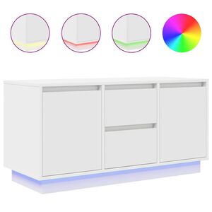 vidaXL Meuble TV avec lumi&egrave;res LED blanc 100x41x50 cm