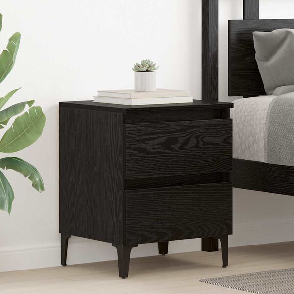 vidaXL Cabinet de chevet Ch&ecirc;ne noir 40 x 35 x 50 cm Bois d'ing&eacute;nierie