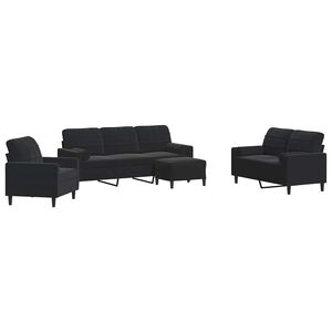 vidaXL Ensemble de canap&eacute;s 4pcs et coussins et traversins noir velours
