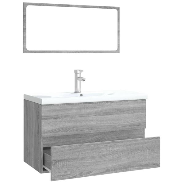 vidaXL Meubles de salle de bain Sonoma gris Bois d'ingénierie