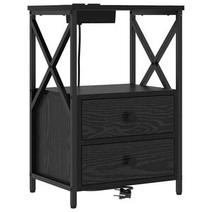 vidaXL Cabinet de chevet Ch&ecirc;ne noir 40 x 31 x 60 cm Bois d'ing&eacute;nierie