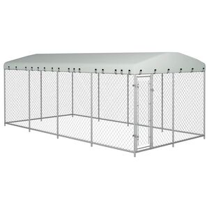 vidaXL Chenil ext&eacute;rieur avec toit pour chiens 7,6x3,8x2,3 m