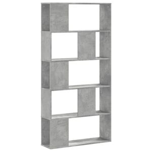vidaXL Biblioth&egrave;que 5 niveaux gris b&eacute;ton bois d'ing&eacute;nierie