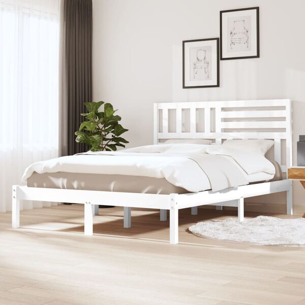 vidaXL Cadre de lit sans matelas blanc bois de pin massif 140x200 cm