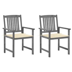 vidaXL Chaises de jardin et coussins lot de 2 Gris Bois acacia massif