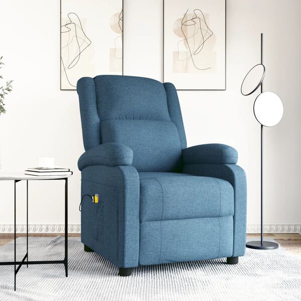 vidaXL Fauteuil électrique de massage Bleu Tissu