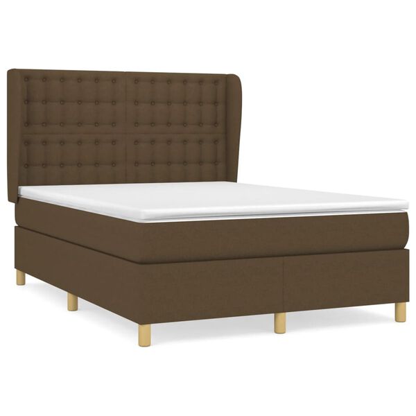 vidaXL Sommier &agrave; lattes de lit avec matelas Marron fonc&eacute; 140x200 cm