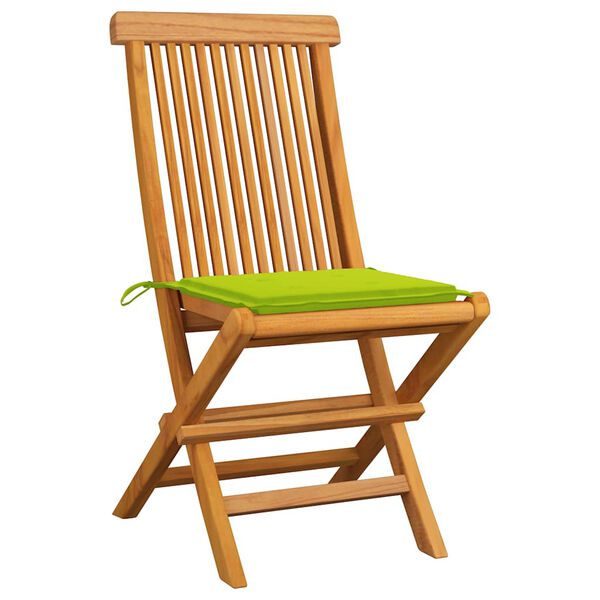 vidaXL Chaises de jardin avec coussins vert vif lot de 6 Bois de teck