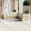vidaXL Salon de jardin avec coussins 10 pcs beige r&eacute;sine tress&eacute;e