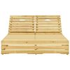 vidaXL Chaise longue double et coussins cr&egrave;me Bois de pin impr&eacute;gn&eacute;