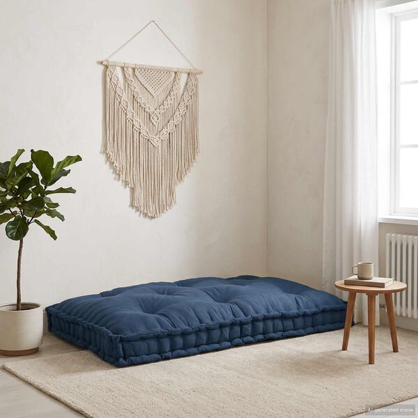 vidaXL Coussin de canap&eacute; sur palette Indigo 120 x 80 x 12 cm tissu