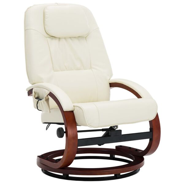 vidaXL Fauteuil de massage avec repose-pied blanc crème similicuir