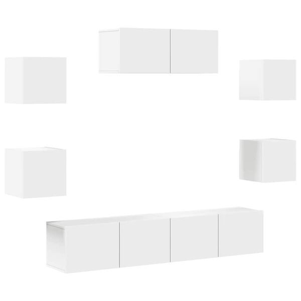 vidaXL Ensemble de meubles TV 7 pcs Blanc Bois d'ingénierie