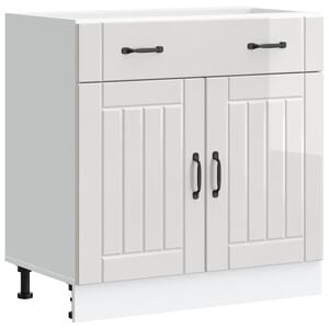 vidaXL Armoire de cuisine Lucca blanc brillant bois ing&eacute;nierie
