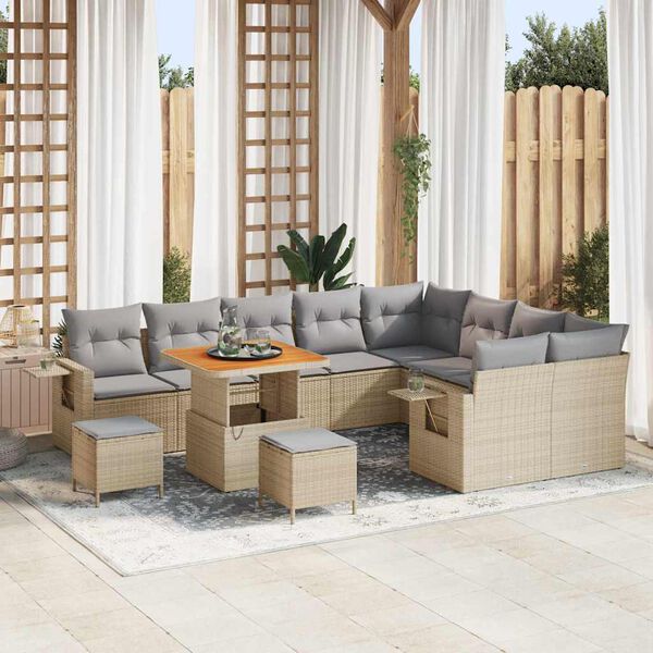 vidaXL Ensemble de canap&eacute; de jardin 12 pcs Beige et Gris clair