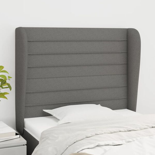 vidaXL Tête de lit avec oreilles Gris foncé 83x23x118/128 cm Tissu