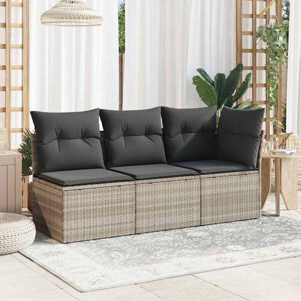 vidaXL Chaise de jardin sans accoudoirs avec coussins gris clair rotin