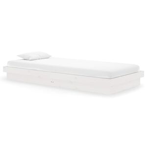 vidaXL Cadre de lit Blanc Bois massif 90x200 cm
