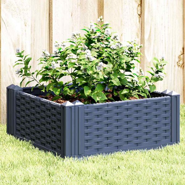 vidaXL Jardinière avec piquets bleu gris 42,5x42,5x28,5 cm PP