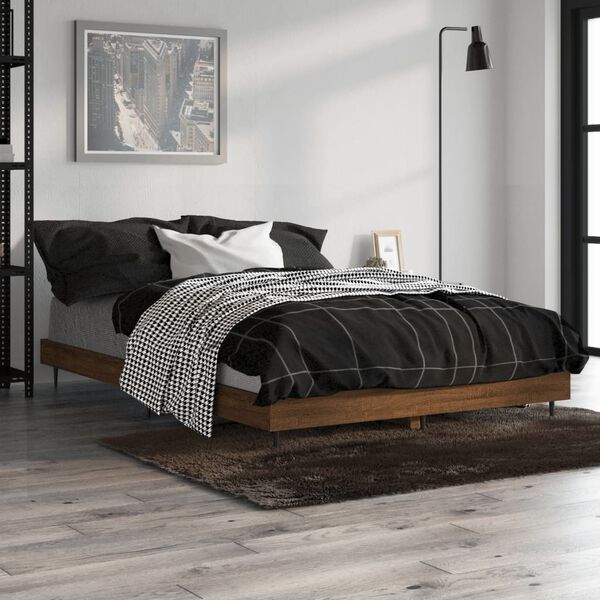 vidaXL Cadre de lit sans matelas ch&ecirc;ne marron 120x190 cm