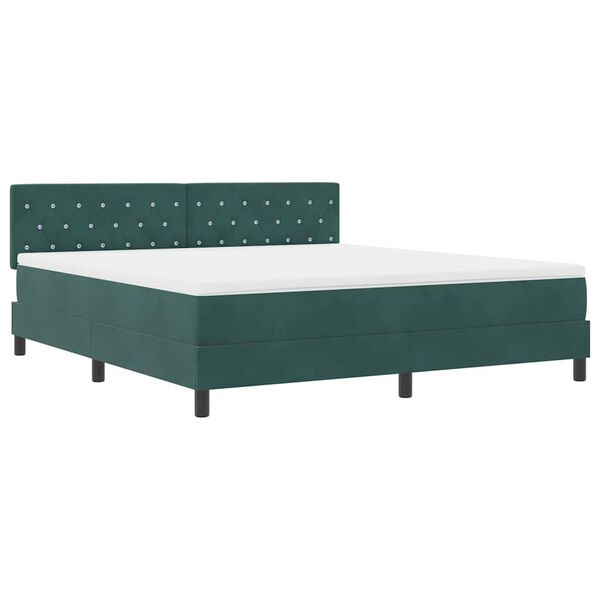 vidaXL Lit &agrave; ressorts avec matelas Vert fonc&eacute; 180 x 200 cm Velours