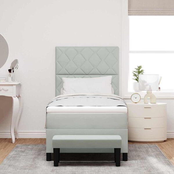 vidaXL Lit &agrave; ressorts avec matelas Gris clair 100 x 200 cm Velours