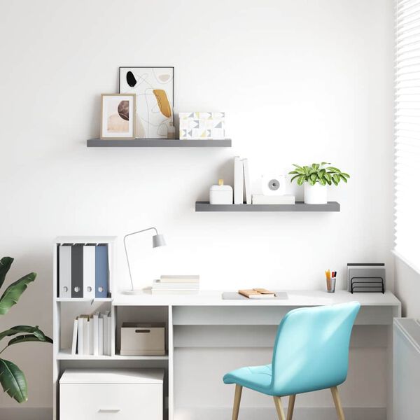 vidaXL &Eacute;tag&egrave;res murales flottantes 2 pcs gris 80x23,5x3,8 cm MDF