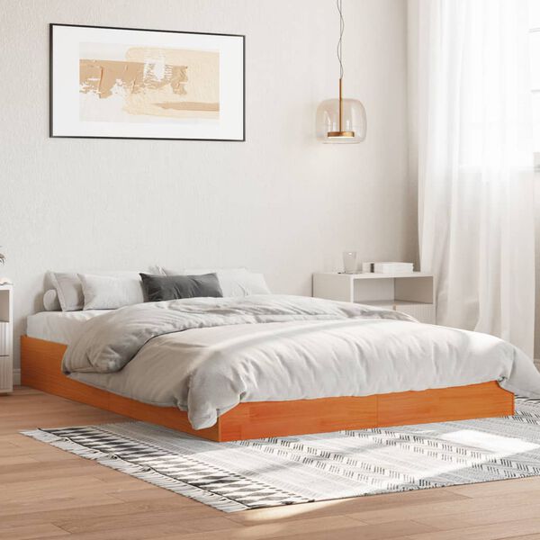 vidaXL Cadre de lit sans matelas cire marron 140x200cm bois pin massif