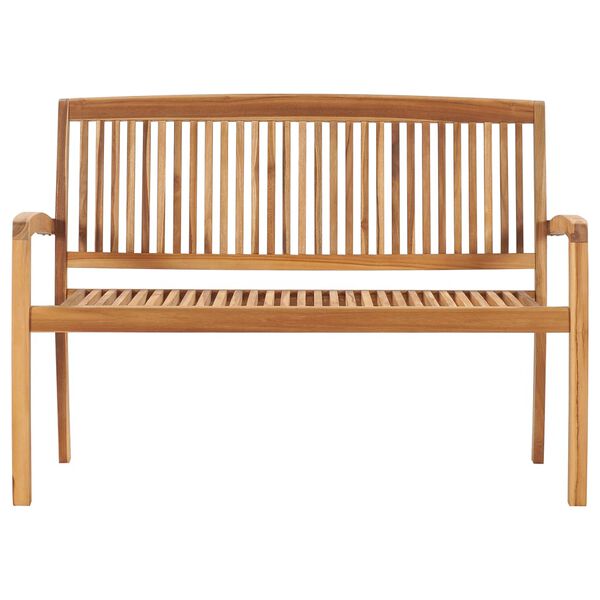 vidaXL Banc de jardin empilable et coussin 128,5cm Bois de teck massif