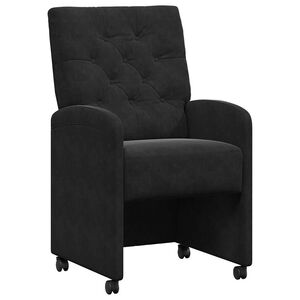 vidaXL Chaises de Salle &agrave; Manger avec Roues 2 pc Velours Noir