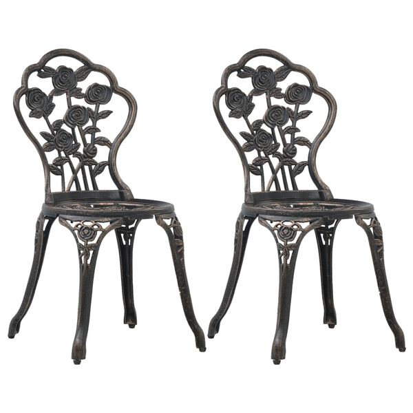 vidaXL Chaises de bistro lot de 2 Bronze Aluminium coul&eacute;