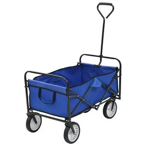 vidaXL Chariot &agrave; main pliable Acier Bleu