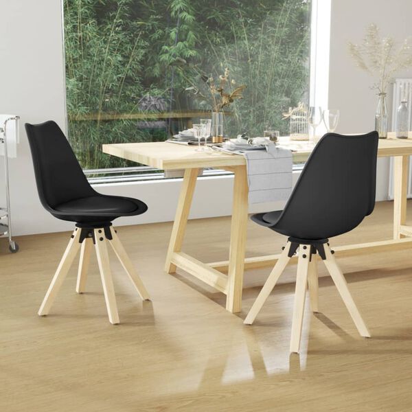 vidaXL Chaises pivotantes &agrave; manger lot de 2 noir PP