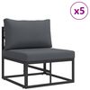 vidaXL Ensemble de canap&eacute; de jardin avec coussin 7 pcs Noir Aluminium