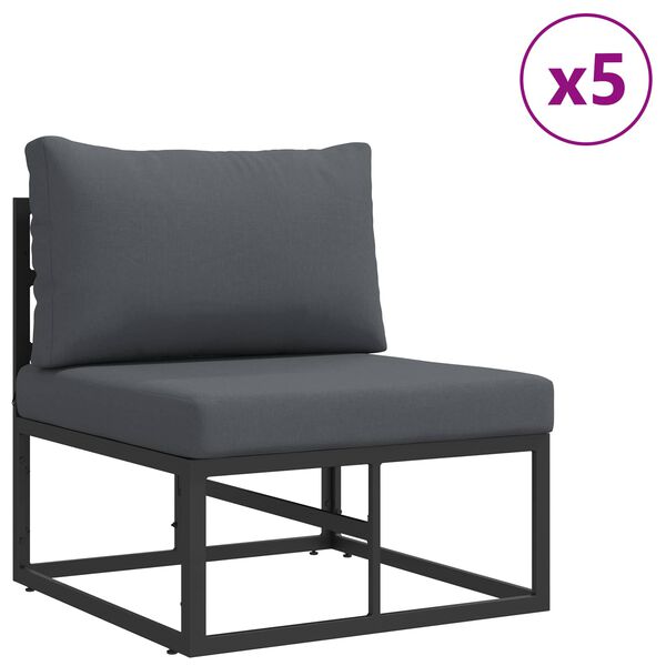vidaXL Ensemble de canap&eacute; de jardin avec coussin 7 pcs Noir Aluminium