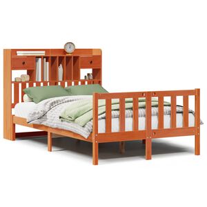 vidaXL Lit biblioth&egrave;que sans matelas cire marron 135x190 cm pin massif