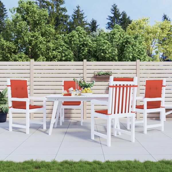 vidaXL Coussins de chaise &agrave; dossier bas lot de 4 rouge m&eacute;lang&eacute; tissu