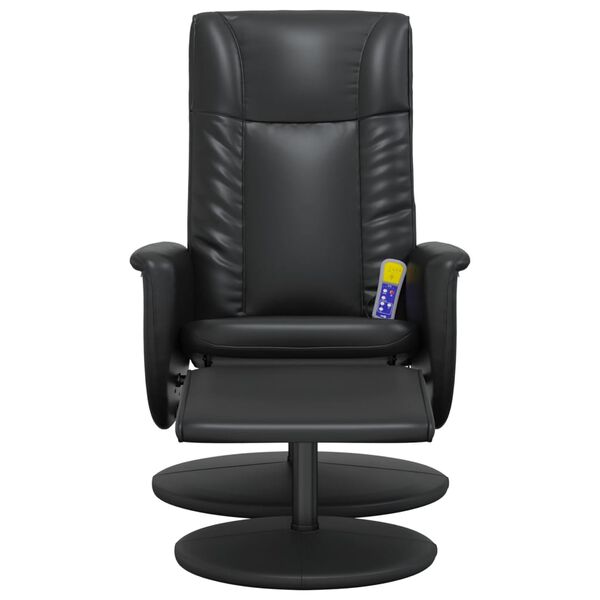 vidaXL Fauteuil inclinable de massage avec repose-pied noir similicuir