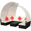 vidaXL Salon de jardin 9 pcs avec auvents R&eacute;sine tress&eacute;e Noir