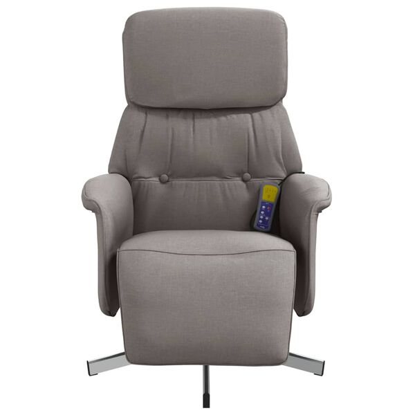 vidaXL Fauteuil inclinable de massage avec repose-pieds taupe tissu